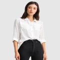 Belle & Bloom - Eclipse Rolled Sleeve Blouse - Tops (White) Eclipse Rolled Sleeve Blouse