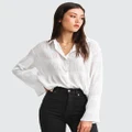 Belle & Bloom - Yoko Shirred Chiffon Blouse - Shirts & Polos (White) Yoko Shirred Chiffon Blouse