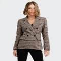 Belle & Bloom - Piccadilly Wool Blend Plaid Blazer - Suits & Blazers (Oat) Piccadilly Wool Blend Plaid Blazer