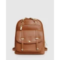 Belle & Bloom - 5th Ave Leather Backpack - Backpacks (Camel) 5th Ave Leather Backpack