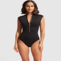 Seafolly - Zip Front One Piece - One-Piece / Swimsuit (Black) Zip Front One Piece