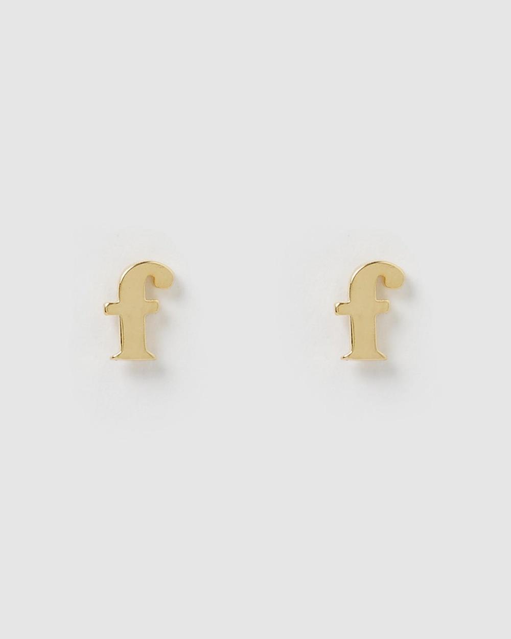 Izoa - Little Letter F Stud - Jewellery (Gold) Little Letter F Stud