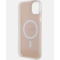 Guess - iPhone 15 Saffiano MagSafe Phone Case - Tech Accessories (Pink) iPhone 15 Saffiano MagSafe Phone Case