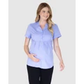 Angel Maternity - Maternity & Nursing Blouse Work Top Blue - Shirts & Polos (Blue) Maternity & Nursing Blouse Work Top - Blue