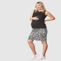 Angel Maternity - 2 Pieces Set Maternity Black Tank Top & Ruched Skirt Outfit - Pencil skirts (Black & Prints) 2 Pieces Set - Maternity Black Tank Top & Ruched Skirt Outfit