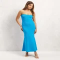 AERE - Strapless Rib Midi Dress - Bodycon Dresses (Cerulean Blue) Strapless Rib Midi Dress