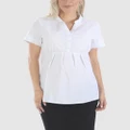 Angel Maternity - Maternity & Nursing Blouse Work Top White - Shirts & Polos (White) Maternity & Nursing Blouse Work Top - White