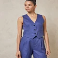 AERE - Relaxed Linen Vest - Tops (Chambray Blue) Relaxed Linen Vest