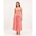 AERE - Organic Cotton Frill Detail Halter Dress - Dresses (Melon Pink) Organic Cotton Frill Detail Halter Dress