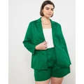 Atmos&Here Curvy - Tina x A&H Cuba Linen Blend Blazer - Blazers (Tropical Green) Tina x A&H- Cuba Linen Blend Blazer