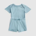Polo Ralph Lauren - Ribbed Cotton Bodysuit & Short Set ICONIC EXCLUSIVE Babies - Bodysuits (Blue Note) Ribbed Cotton Bodysuit & Short Set - ICONIC EXCLUSIVE - Babies