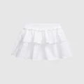 Polo Ralph Lauren - Tiered Cotton Seersucker Skirt ICONIC EXCLUSIVE Kids - Skirts (White & White) Tiered Cotton Seersucker Skirt - ICONIC EXCLUSIVE - Kids