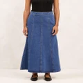 AERE - Seamed Denim Maxi Skirt - Denim skirts (True Blue) Seamed Denim Maxi Skirt