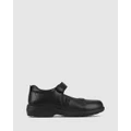 Airflex - Janey D E Girls Leather School Shoes - School Shoes (Black) Janey D-E Girls Leather School Shoes