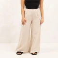 AERE - High Waist Linen Pants - Pants (Oatmeal) High Waist Linen Pants