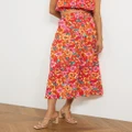 Atmos&Here - Sophie Linen Blend Skirt - Skirts (Red Floral) Sophie Linen Blend Skirt