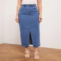 Atmos&Here - Leila Denim Split Maxi Skirt - Denim skirts (Faded Blue) Leila Denim Split Maxi Skirt