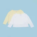 Little White Lie - 2 Pack Long Sleeve T Shirt Kids - T-Shirts & Singlets (White & Lemon) 2-Pack Long Sleeve T-Shirt - Kids