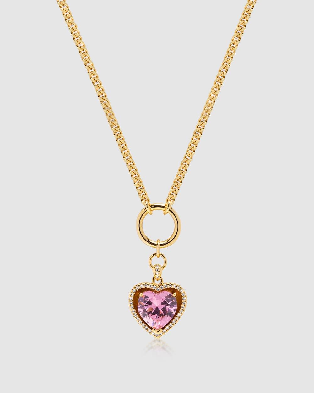 Nialaya Jewellery - Women's Necklace with Pink Cubic Zirconia Heart Pendant - Jewellery (PINK) Women's Necklace with Pink Cubic Zirconia Heart Pendant