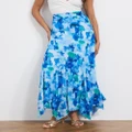Atmos&Here - Azure Midi Skirt - Skirts (Blue Watercolour Floral) Azure Midi Skirt