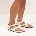 AERE - Leather Ankle Strap Footbed Sandals - Sandals (Cream) Leather Ankle Strap Footbed Sandals