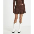 Alice In The Eve - Nyra Lace Peplum Mini Skirt - Skirts (BROWN) Nyra Lace Peplum Mini Skirt