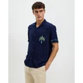 Ben Sherman - Palms Cuban Collar Shirt - Shirts & Polos (Blue Shadow) Palms Cuban Collar Shirt