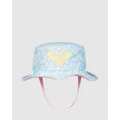 Roxy - Girls New Bobby Reversible Swim Hat - Hats (ARUBA BLUE TEENIE DITSY) Girls New Bobby Reversible Swim Hat