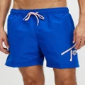 Tommy Hilfiger - Signature Medium Drawstring Boardshorts - Swimwear (Ultra Blue) Signature Medium Drawstring Boardshorts