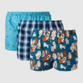 Mitch Dowd - Dressed Up Dogs Cotton Boxer Shorts 3 Pack Blues - Multi-Packs (Blue) Dressed Up Dogs Cotton Boxer Shorts 3 Pack - Blues