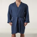 Mitch Dowd - Waffle Texture Bamboo Woven Robe Denim - Sleepwear (Blue) Waffle Texture Bamboo Woven Robe - Denim