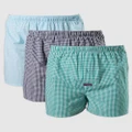 Mitch Dowd - Gingham Check Cotton Boxer Shorts 3 Pack Blue &amp; Green - Multi-Packs (Multi) Gingham Check Cotton Boxer Shorts 3 Pack - Blue &amp; Green