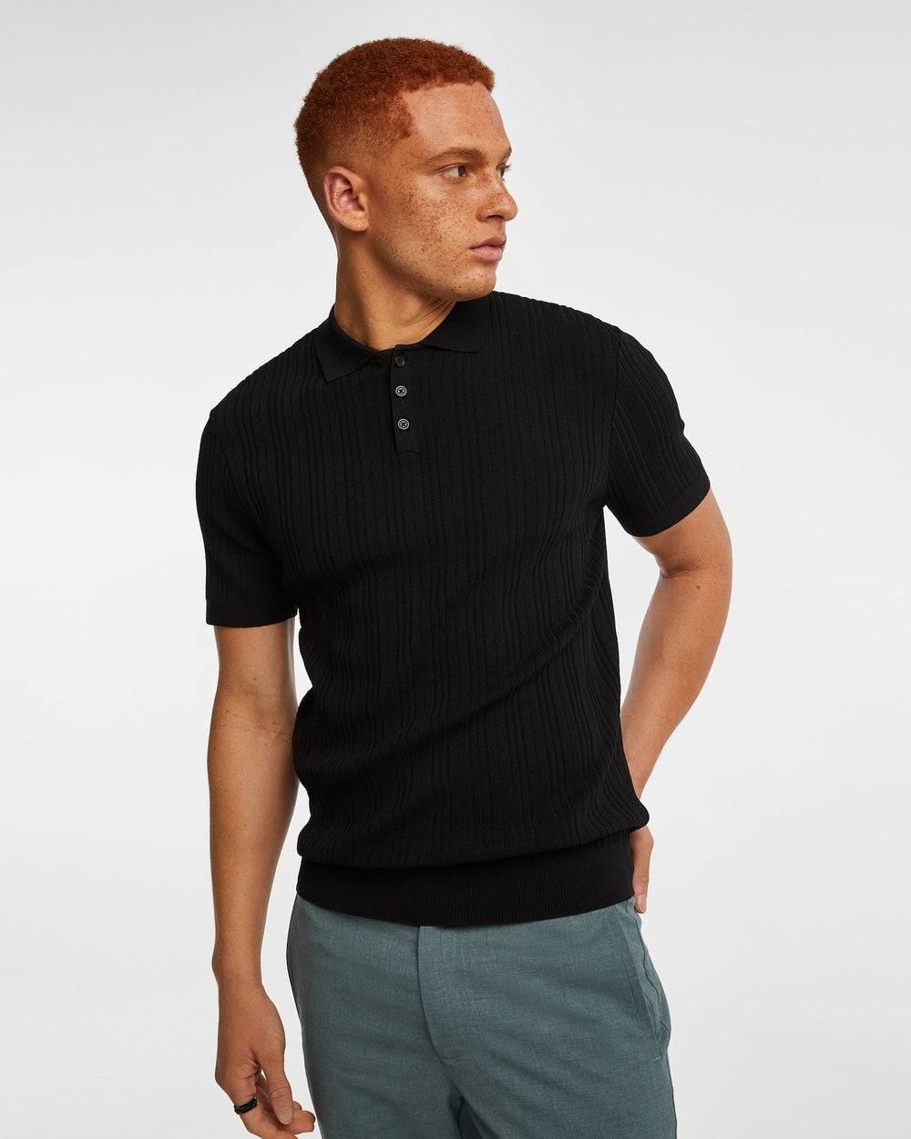 yd. - Banderas Knitted Polo Shirt - Shirts & Polos (BLACK) Banderas Knitted Polo Shirt