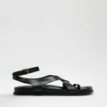 AERE - Leather Crossover Footbed Sandals - Sandals (Black) Leather Crossover Footbed Sandals