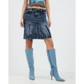 Jaded London - Below Knee Godet Denim Skirt - Denim skirts (Stone Wash) Below Knee Godet Denim Skirt