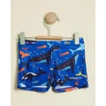 Speedo - Toddler Boys Shark Aqua Shorts Kids - Briefs (Cobalt Blue, Lobster & Canary) Toddler Boys Shark Aqua Shorts - Kids