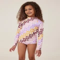 Cotton On Kids - Hamilton LS Rashie Kids Teens - Swimwear (Rainbow & Shell Check) Hamilton LS Rashie - Kids-Teens