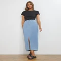 Atmos&Here - Leila Denim Split Maxi Skirt - Denim skirts (Faded Light Wash) Leila Denim Split Maxi Skirt