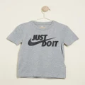 Nike - Jdi Split Swoosh Logo Tee Kids - T-Shirts & Singlets (Dark Grey Heather) Jdi Split Swoosh Logo Tee - Kids