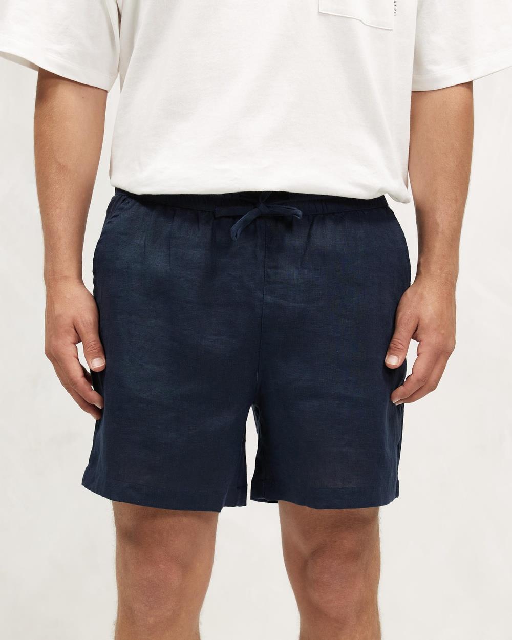 AERE - Euro Linen Shorts - Shorts (Navy) Euro Linen Shorts