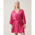 Cotton On Body - Luxe Staycay Satin Robe - Sleepwear (Pink Jelly & Diamante Trim) Luxe Staycay Satin Robe