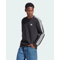 adidas Sportswear - Essentials Fleece 3 Stripes Sweatshirt Mens - Sweats & Hoodies (Black) Essentials Fleece 3-Stripes Sweatshirt Mens