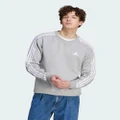 adidas Sportswear - Essentials Fleece 3 Stripes Sweatshirt Mens - Sweats & Hoodies (Medium Grey Heather) Essentials Fleece 3-Stripes Sweatshirt Mens