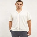 AERE - Cashmere Blend Resort Polo - Casual shirts (Cream) Cashmere Blend Resort Polo