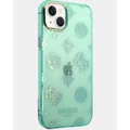 Guess - iPhone 15 Glitter Peony Edition Protective Phone Case - Tech Accessories (Blue) iPhone 15 Glitter Peony Edition Protective Phone Case
