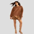 Cynthia Rowley - Sweatshirt Satin Dress - Dresses (Brown) Sweatshirt Satin Dress