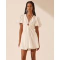 Shona Joy - Blanc Ruched Keyhole Mini Dress - Dresses (Ivory) Blanc Ruched Keyhole Mini Dress
