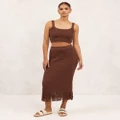 AERE - Textured Knit Midi Skirt - Skirts (Chocolate Brown) Textured Knit Midi Skirt
