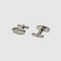 Oxford - Oval Emboss Cuff Link Set - Ties & Cufflinks (Metallic Silver) Oval Emboss Cuff Link Set