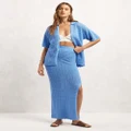 AERE - Open Knit Midi Skirt - Skirts (Blue) Open Knit Midi Skirt